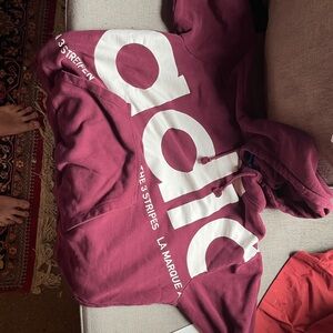 Adidas Maroon Hoodie with White Accents